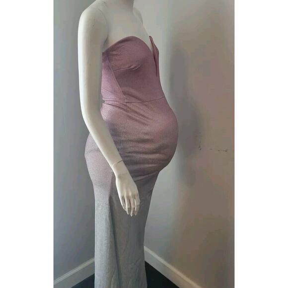 Bump Biddy Maternity Formal Dress Gown Womans Sz. S Fades Pink to Silver New - Picture 7 of 15